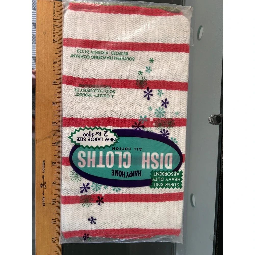 Vintage Happy Home Dish Cloths Southern Flavoring Company Cotton NOS 7 Pack